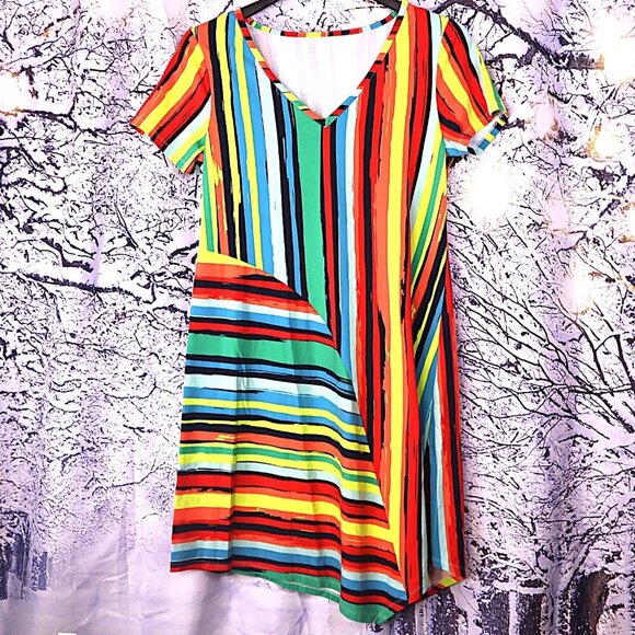 RAINBOW HAPPY PLACE DRESS PS Soft Surroundings Asymmetrical Loungewear Sleep PJs - Picture 4 of 10